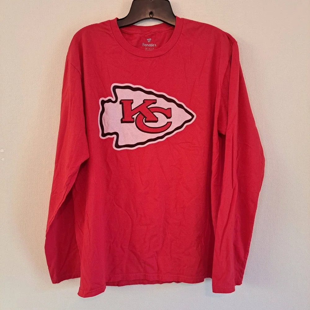 Fanatics Kansas City Chiefs Travis Kelce 87 Long‎ Sleeve T-Shirt Mens Large Red